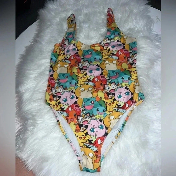POKEMON ONE PIECE BODYSUIT SWIMSUIT LOW BACK S - Picture 2 of 8